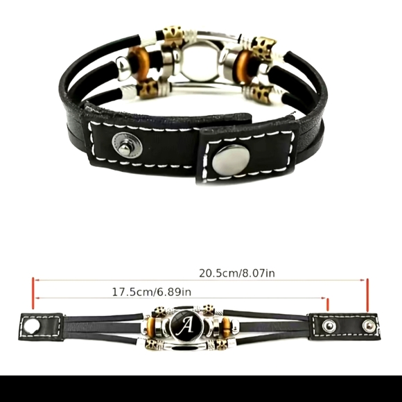 Leather Braided Initial Bracelet - Picture 2 of 4